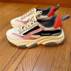 Steve Madden Cream and Pink Chunky Sneakers